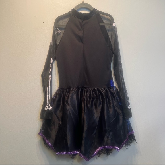 Day of the Dead Child Costume Bones Dress Black Pink Teal Halloween M (8-10) - Picture 5 of 9